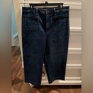Talbots comet wash high waisted wide leg crop jeans size 12